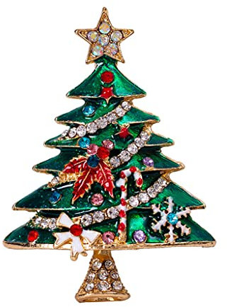 HUAJINGKEJI Spilla a forma di albero di Natale, delicata spilla con strass per cappotti, sciarpe, camicie e vestiti
