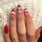 24pcs Christmas Press on Nails - Medium Length Almond Stick-on With Snowman Santa Hat Designs - Red Fake Nails With Glue for Women Girls Christmas Party