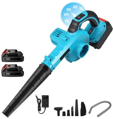 Soffiatore di fogli senza fili per batteria Makita 18 V, soffiatore di fogli 2 in 1 con batteria 7500 mAh x2, controllo 5 velocità, aspirapolvere e soffiatore da giardino (7500 mAh x 2)