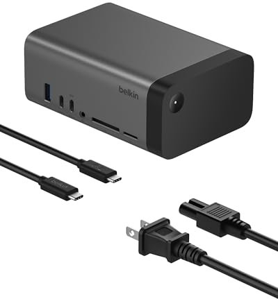 Belkin Hub USB-C, Base Pro GAN 11 en 1 de 150 W, estación de Acoplamiento multipuerto con USB-C, USB-A, Ethernet, SD, MicroSD, Puerto de 3.5 mm, Puertos HDMI 4K para Pantalla de Triple Monitor