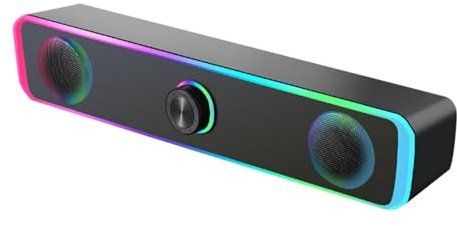 Compact Portable Speaker for Computers | Wired Soundbar with 3.5mm Audio Jack | Great for Desktop Monitors, Laptops, Tablets, and Smartphones | User-Friendly Design for Music and Enjoyment