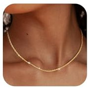 ZHESHY Gold Silber 925 Kette Damen 14K Vergoldete Chain Halskette Silberkette 925 Ohne Anhänger Glitzernde Schlangenkette Singapurkette Ankerkette Perlen Verstellbare Choker Goldkette Schmuck Frauen
