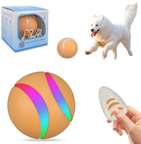 Gytera selbstrollender Ball Hund, Interaktives hundeball elektrisch LED hundespielzeug, smart Active Rolling Ball Hund mit USB-Kabel für Hunde Spielen für langeweile drinnen draußen