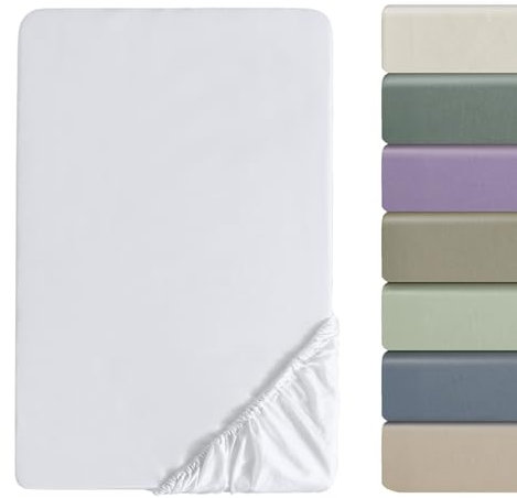 SOULFUL Satin Spannbettlaken 90x190cm Baumwolle, 100% Langstapelige Baumwolle Bettlaken Spannbettlaken bis 25cm Matratzenhöhe für Allergiker Geeignet, Oeko-Tex Zertifiziert-Weiß