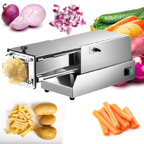 Potato Cutter for French Fries Machine, Electric Cutting Slicer Chipper, Automatic Potato Cutter, Stainless Steel for Commercial Industrial Kitchen Restaurant Use,110V