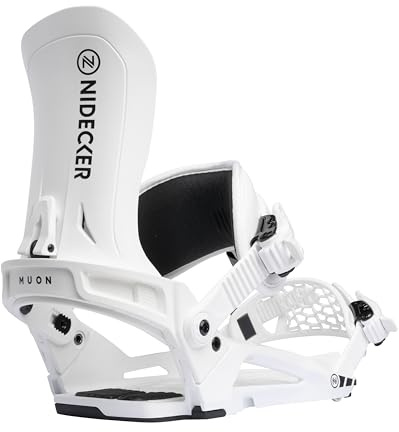 Nidecker Muon Snowboard Bindungen – All-Mountain Comfort mit verstellbarem Highback & Soft Flex – Größe S – Weiß