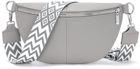 YISUOHOOM Bauchtasche Damen Umhängetasche klein Crossbody Bag Veganes Leder Brusttasche kleine Tasche Damen Grau Geschenke für Frauen