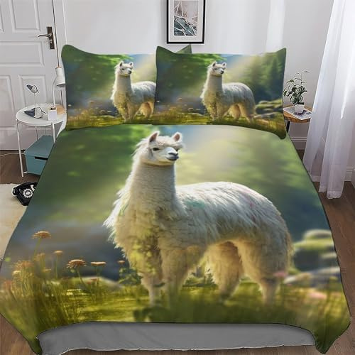 PPZYY Alpaka Bettwäsche-Set 2teilig Mit Bettbezug Und Kissenbezug, Für Jungen Mädchen Mikrofaser Bettbezüge Bettgarnitur Single(135x200cm)