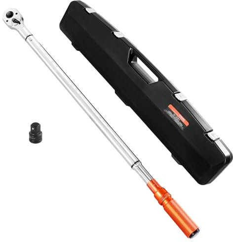 VEVOR Click Torque Wrench, 3/4 Inch Drive, 100-600 lbf-ft / 136-814N.m, Dual-Direction Torque Wrench Set with Dual Range Scales, 48-Tooth, ±3% High Precision, Alloy Steel, for Automobile Repair