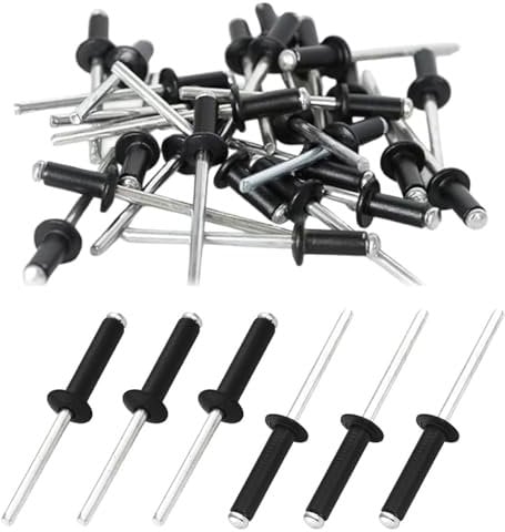 100pcs Aluminium Blind Rivet 4mm x 13mm, Open End Rivet Pop Rivet, Pack of 100 (Black) - Easy to Use, Versatile Application