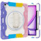 Tablet PC Caso Custodia compatibile con iPad Air 13 pollici M3 2025/M2 2024, custodia protettiva robusta antiurto for bambini con cavalletto e cinturino da trasporto. Tablet copertura posteriore(Pembe