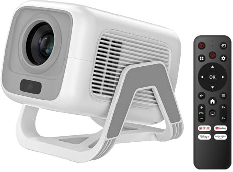 Bettdow pour Netflix Certifié Videoprojecteur 4K, 1080P Portable Mini Projecteur avec Android 13 & BT 5.2, Autofocus/Correction Trapézoïdale, Courte Focale Projecteur HDR 10+ pour Home Cinéma, Blanc