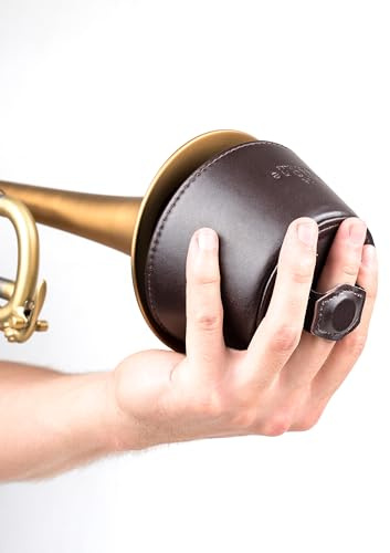 TRUMPET PLUNGER MUTE with Handle - Lightweight Practice Mute with Magnetic Attachment made of Faux Leather. Practice tool. Trumpet Accessory (Brown, Plunger Mute)