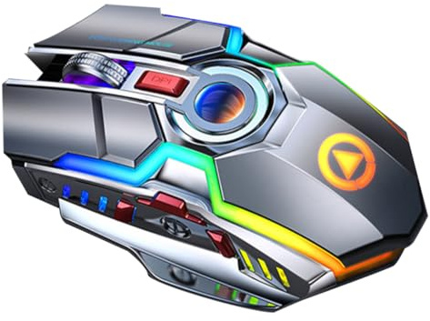 DOITOOL Souris Gaming sans Fil Ergonomique RGB Mute avec Recharge USB Boutons Multifonctions Compatible Pc Portable Conçue pour Amis Joueurs