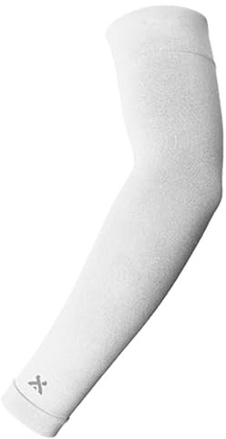 GEARXPro Arm Sleeve - Manicotto Braccio di Compressione Sportivo - Padel, Tennis, Pallavolo e Ciclismo - Unisex - Protezione Muscolare, Prestazioni e Recupero (Bianco, M)