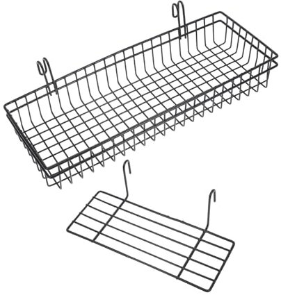 JUMPLAWN 2Stücke Hängende Wandkörbe aus Draht für Gitterwandpaneele Verstellbarer Wandorganizer für Küche Schlafzimmer und Büro Vielseitig Einsetzbar zur Aufbewahrung von Blumentöpfen