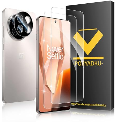 HOMEMO Protector de Pantalla para OnePlus 13R 5G, Película de Vidrio Templado 2 Piezas+ Protector de Lente de Cámara 2 Piezas, 9H Dureza, Antihuellas, HD Clara, Sin Burbujas, Anti-Scratch