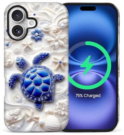 artslion Magnetic for iPhone 16 Case – Cute Sea Turtle Patterned Design Girls & Women Shockproof Protective Case Compatible with Magsafe