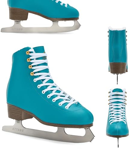 ATTABO Eiskunstlauf Schlittschuhe Damen ISLA Schwarz Größe 37-41EU Edelstahlkufe Ideal für Anfänger oder Fortgeschrittene PVC Obermaterial Starker Knöchelschutz und Stabilität beim Fahren auf dem EIS