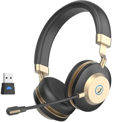 Earbay Wireless Headset, V5.3 Bluetooth Headset with Microphone Noise Canceling & 45H Work Time, Bluetooth Headsets with Mic Mute & USB Dongle for PC/Phone/Office/Call/Teams/Zoom/Work