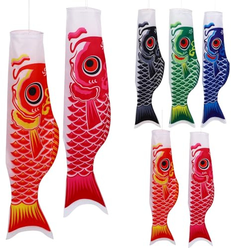 CLISPEED Koi Windsack 5 Stück 70cm aus Robustem Stoff mit Lebendigen Drucken für Outdoor Dekoration im Garten und Festlichkeiten