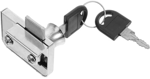 Zerodeko Serrure de Porte Vitrée pour Congélateur Coffre, Verrou de Sécurité Coulissant en Acier Laminé à Froid, Serrure pour Porte Coulissante de Vitrine avec Clé, Compatible Armoire