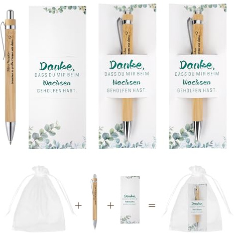 DINSAGE 3er-Pack Abschiedsgeschenk Erzieherin,Lehrer Geschenk,Kugelschreiber mit Geschenkbeutel, Dankeschön Lehrerin Geschenke, Danke Abschied Beste Erzieher Kindergarten Kita, Lehrerin Grundschule