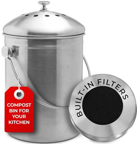 Epica Poubelle à Compost en Acier Inoxydable 3,8 l