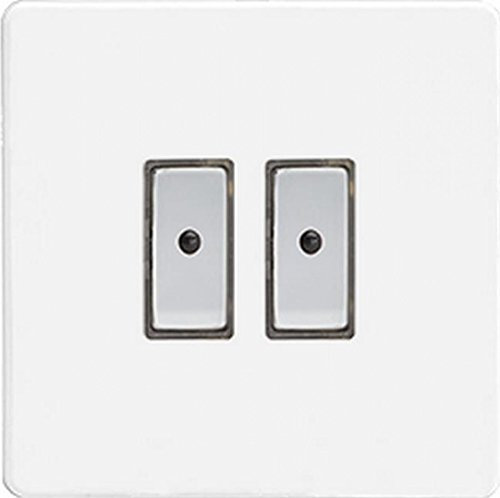 Varilight JDQE102S LED Premium White V-PRO ECLIQUE2 Screwless 2 x 100W Remote Control & Touch LightScene Master Dimmer