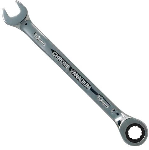 Dapetz ® Fixed Head Ratchet Spanner Ratcheting Combination Wrench Chrome Vanadium Steel Fixed Head Gear Wrench Open End 10mm Spanner Under Narrow Space Condition
