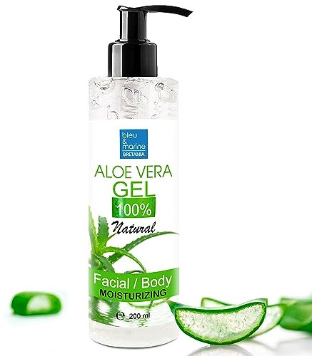 Gel d'Aloe Vera Pur, 100% Naturel, Soin Visage Anti-Âge,Hydratant, Réparateur, Corps et Cheveux, Après-Soleil et Épilation, Transparent, Culture Bio 200 ml