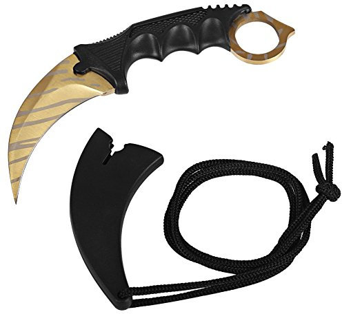 Karambit Jagdmesser Streik-Greifer-Messer CS GO Messer Camping Messer Taktisches Überlebens Werkzeug, Golden