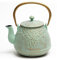 TOPTIER Tea Kettle for Stove Top, Cast Iron Teapot Stovetop Safe with Infusers for Loose Tea, 22 oz, Light Green