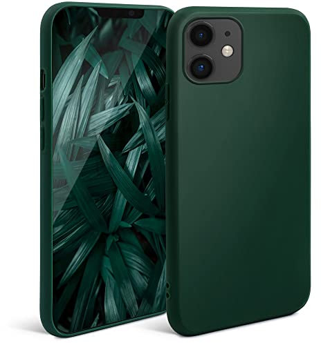 Moozy Minimalist Series Silikon Hülle für iPhone 11 Dunkelgrün - Mattes Finish, Dünne, Weiche TPU-Handyhülle Schutzhülle