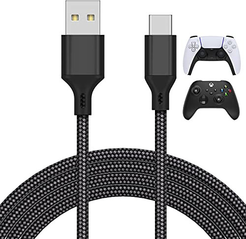 Câble de Charge de 5M pour PS5/ pour Xbox Series X/S Contrôleur/pour Switch Pro Contrôleur, Câble USB de Remplacement Nylon Tressé Type-C Ports Accessoires pour Playstation 5/ pour Xbox Series X, Noir