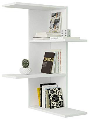 Möbel Jack Bücherregal mit 3 Fächern - Weiß matt - 45 x 78 x 45 cm - Eckregal Wandregal Hängeregal Wohnzimmerregal