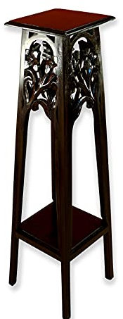 Kinaree Mahagoni Holz Blumenständer CHARLSTON - 113cm Pflanzentisch - Beistelltisch Dunkel Braun im Kolonialstil