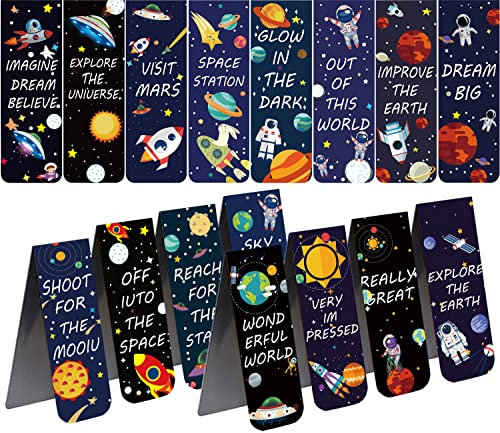Lesezeichen Magnetisch Sprüche Für Kinder Jungen Mädchen Erwachsene AOBETAK 16 Stück Raum Wandernd Set Magnetlesezeichen, Magnetisches Seite Markierungen Clip Bookmark Für Bücher