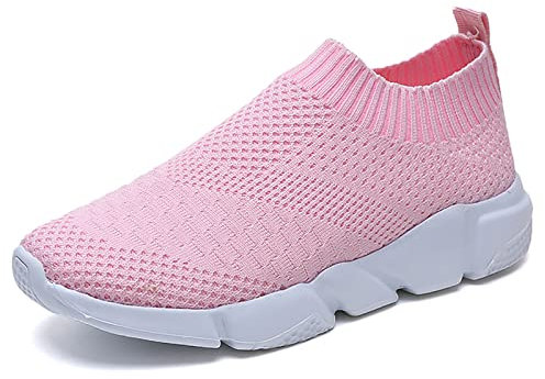 Sneakers Femme Respirantes Chaussures de Running Baskets pour Course Sports Fitness Mesh Gym Outdoor Trail Jogging Walking Tennis, Rose, 36 EU