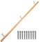 INMOZATA Handrails for Stairs, 200CM/6.6FT Wooden Stair Banister Rail, Classic & Safety Indoor Wall Mounted Exterior Stairs Handrail for Elderly Kids Non-Slip Staircase Banister Spindle with Fittings