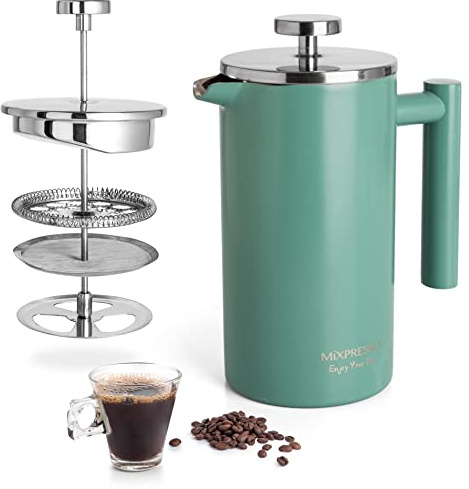Mixpresso French Press Coffee Maker, 26 Oz Stainless Steel Coffee Press