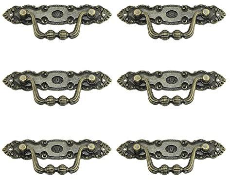 Fayemint 6 Stück Zink Legierung Antik Schrankgriffe, Griffe Möbel für Schubladen, Retro Design Türgriff Bronze, für Türen, Kommoden, Schubladen, Kleiderschränke, Bücherregale