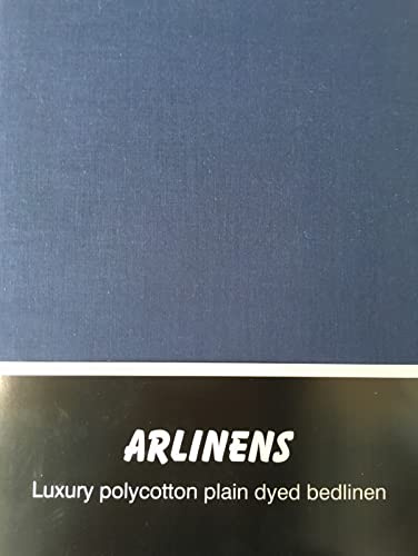 Flat Sheet Plain Dyed Polycotton Bedsheet Super Soft Easy-Care Bedlinen Non-iron Flat Sheets/Top Sheets in Single-Double-King-Super king (Navy Blue, Super King)