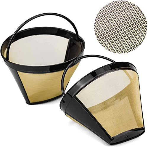 2 filtros permanentes de café de 8 a 12 tazas, filtro de café de acero inoxidable, cesta de malla, lavable, filtro de café reutilizable, filtro de café permanente