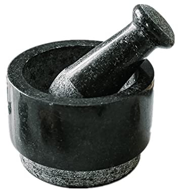 QPZK Hochleistungs -Granit -Mörtel und Stößel, Feste Steinmühle für Guacamole, Salate, Kräuterbrecher, Mahlen und Quetschgewürze und Nüsse, um den Geschmack freizusetzen Black