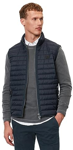 Marc O'Polo Herren Steppweste Übergangsjacke wasserabweisend, Blau (Dark Navy), XS
