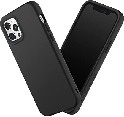 RHINOSHIELD Case kompatibel mit [iPhone 12/12 Pro] | SolidSuit - Stoßdämpfende & schlanke Schutzhülle mit Premium Finish - 3.5 Meter Fallschutz - Austauschbare Kamera-Ringe - Klassik Schwarz