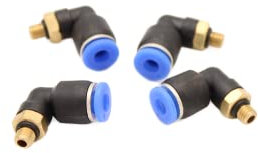 Pneumatik Winkel Steckverschraubung 90° M5 auf 4mm, 4 Stück Push In Druckluftanschluß Steckanschluss (M5-4mm)