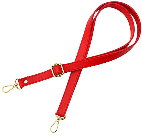 Gurt Band Schulterriemen für Damen Taschen Handtasche - Rot - Farbe Metallteile Gold - Länge verstellbar 70-128 cm - Breite 1,8 cm - Schultergurt Umhängetasche Trageriemen Riemen Umhängegurt
