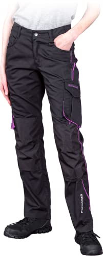 LEBER & HOLLMAN LH-FWN-T Schutzhose | Sicherheitshose für Damen | Frauenhose | Arbeitshose | Schutzhose | Schwarz-Rosa | Größe:38